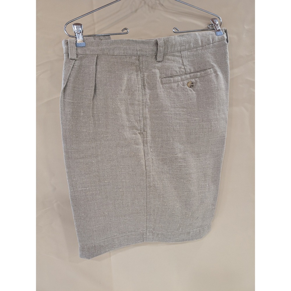 Vintage American Eagle Coarse Weave Men's Linen Pleated Dress Shorts - Size 38 - Picture 2 of 8